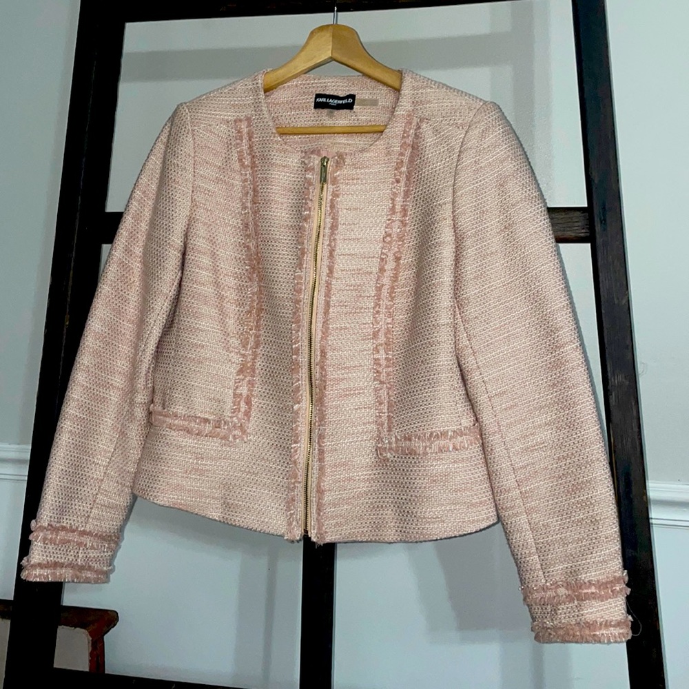 Karl Lagerfeld- size 10 pink tweed blazer